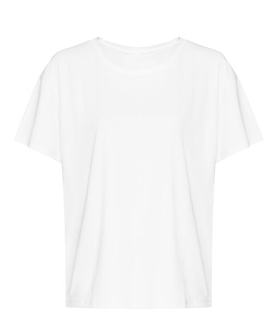 Womens open back T | white