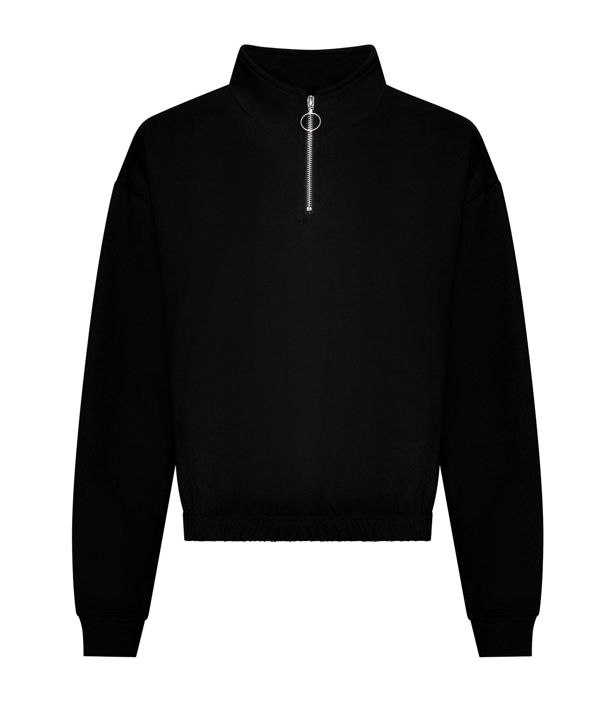 Womens cropped -zip sweat | deep black