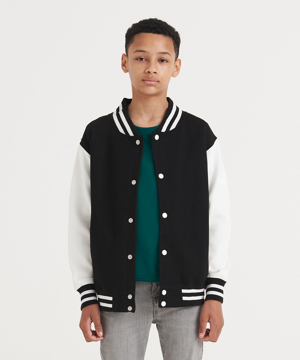 Kids varsity jacket | jet black/white