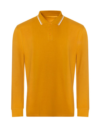 Long sleeve tipped 100 polo | mustard/white
