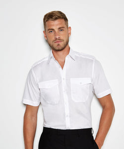 Pilot shirt short-sleeved (tailored fit) | White