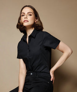 Womens poplin shirt short sleeve | black