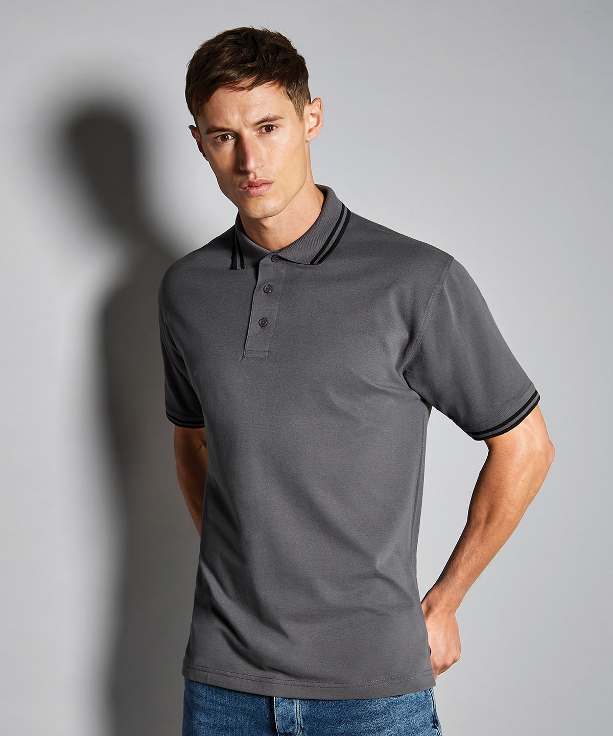 Tipped collar polo (classic fit) | black/charcoal