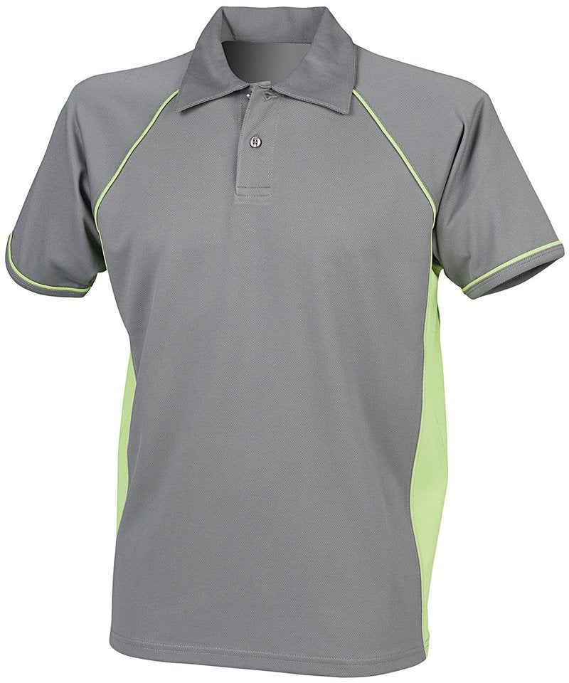 Piped performance polo | gunmetal grey/lime