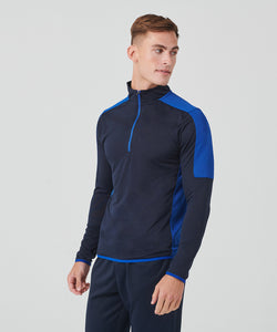 zip mid-layer with contrast panelling | black/red