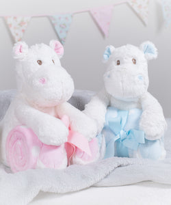 Hippo with blanket | white/blue