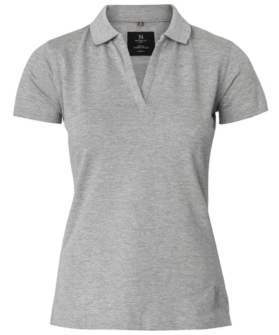 Womens Harvard v-neck  stretch deluxe polo | grey melange