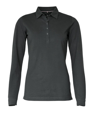 Womens Carlington  deluxe long sleeve polo | charcoal