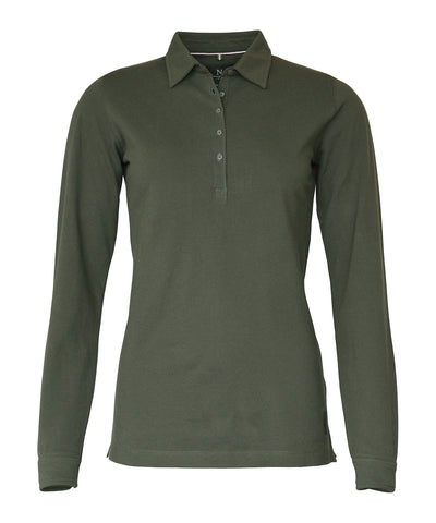Womens Carlington  deluxe long sleeve polo | olive