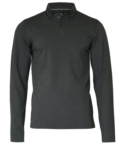 Carlington  deluxe long sleeve polo | charcoal
