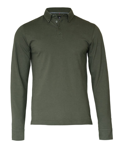 Carlington  deluxe long sleeve polo | olive