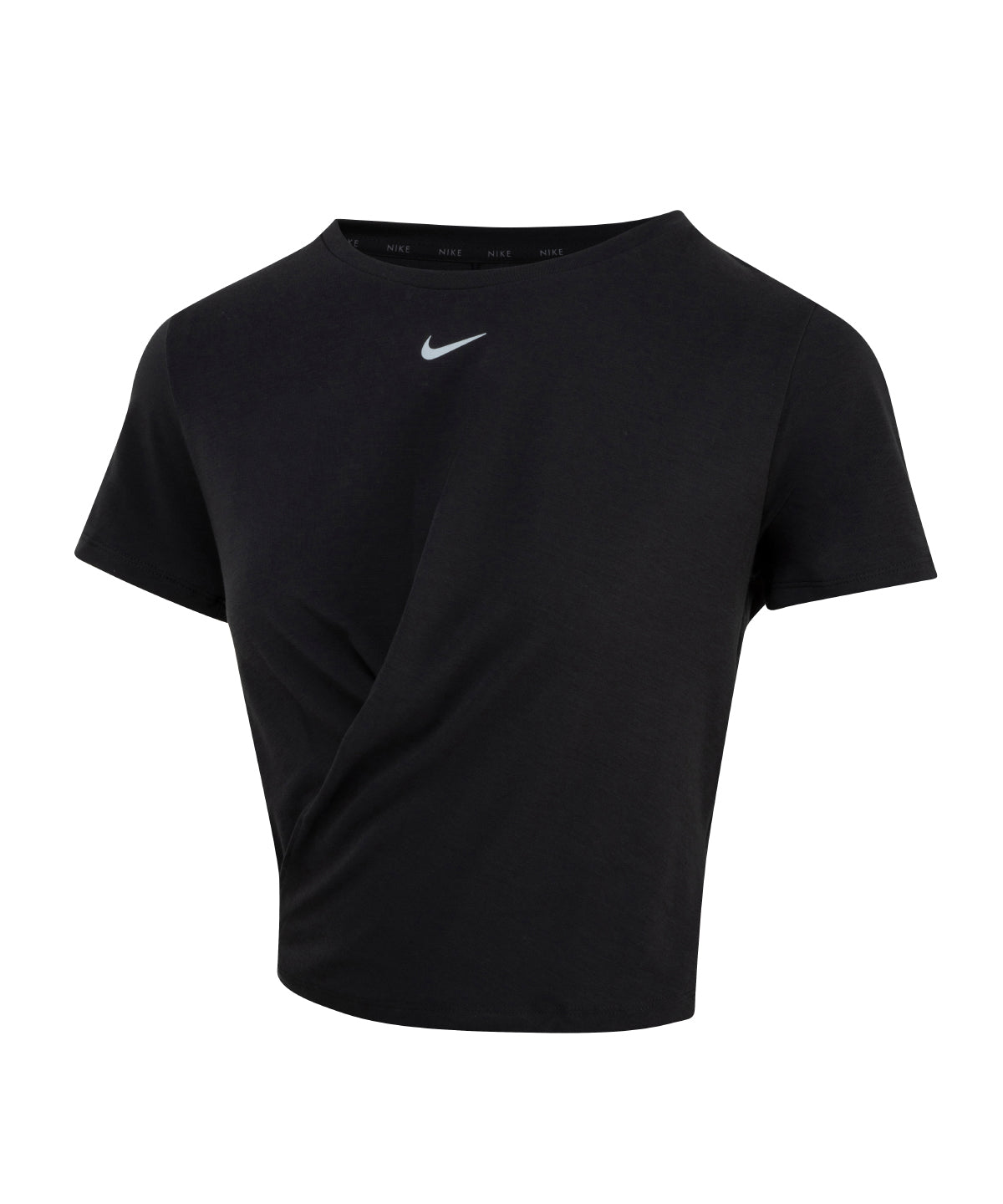 Womens Nike One Luxe Dri-FIT short sleeve standard twist top | black/reflective silver