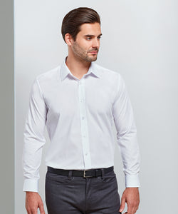 Poplin fitted long sleeve shirt | Black