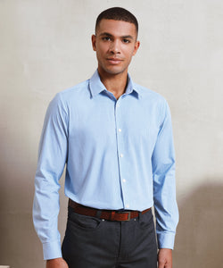 Microcheck (Gingham) long sleeve cotton shirt | black/white