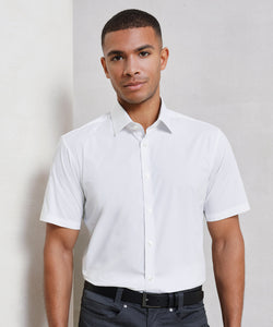 Stretch fit cotton poplin short sleeve shirt | black