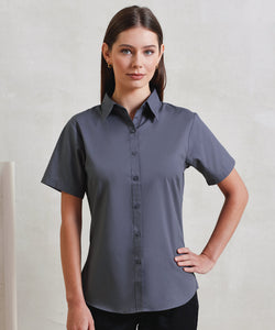 Womens short sleeve poplin blouse | black