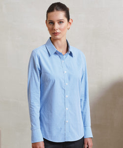 Womens Microcheck (Gingham) long sleeve cotton shirt | black/white