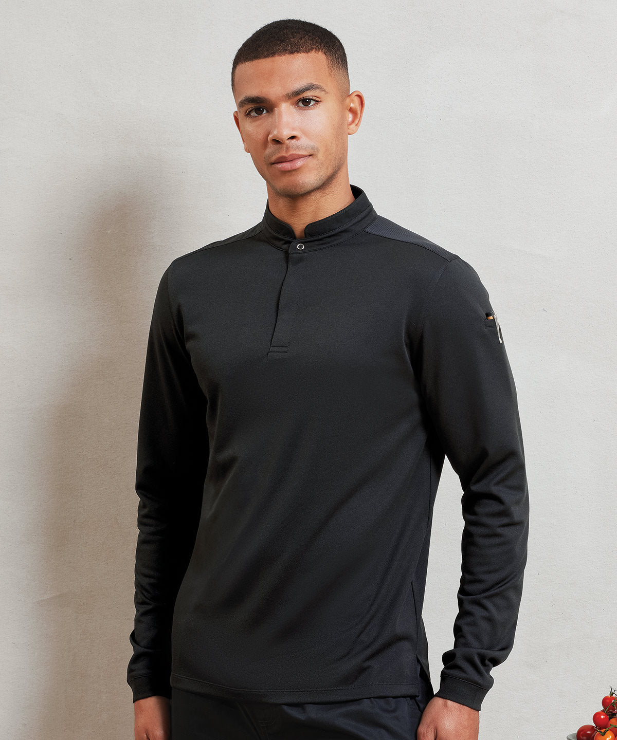 Essential Coolchecker® long sleeve chefs shirt | black