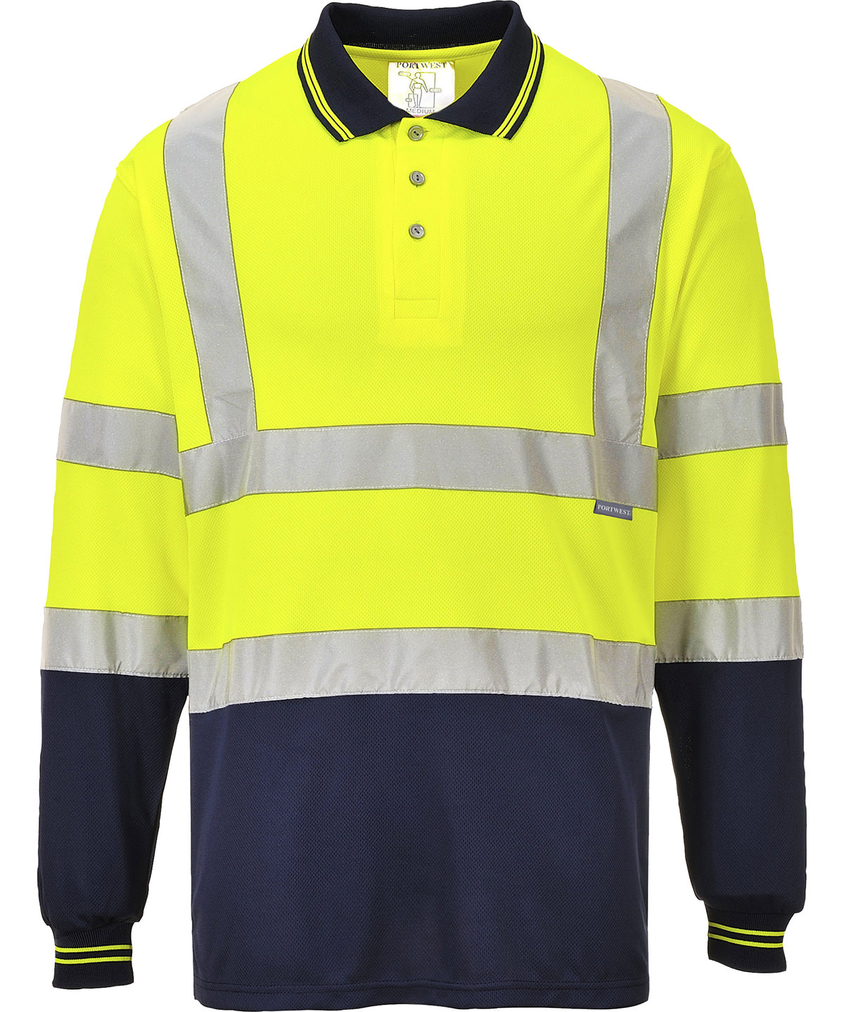 Two-tone long sleeve polo (S279) | yellow/navy