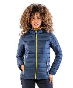 Womens Urban snow bird hooded jacket | black/lime