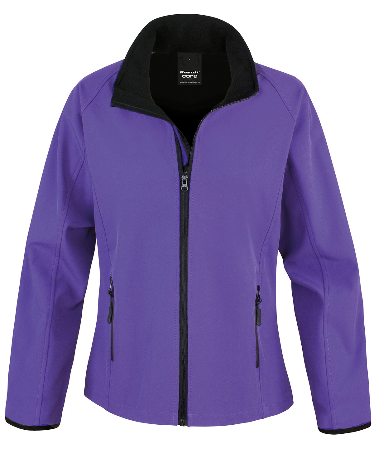 Womens Core printable softshell jacket | purple/black