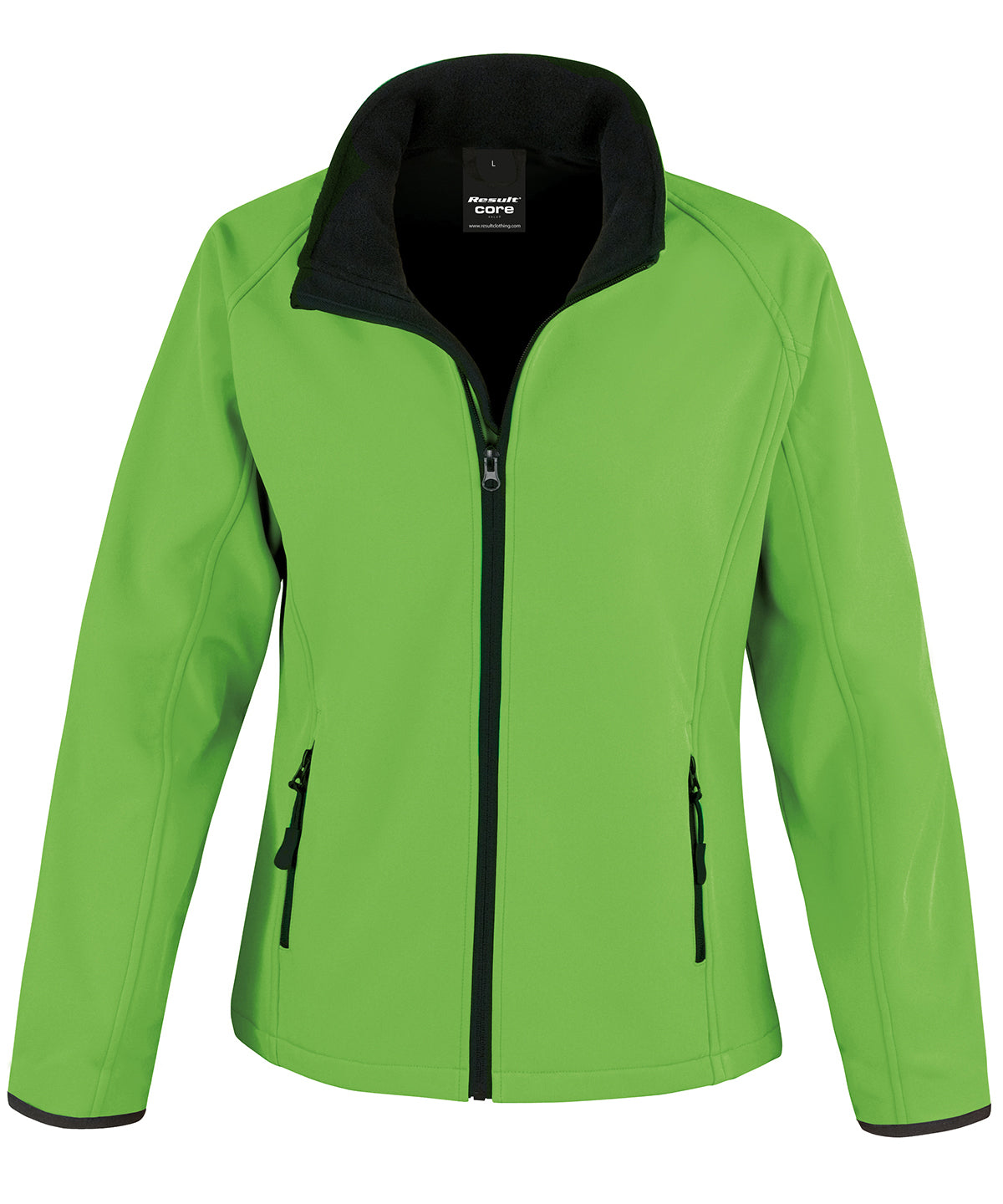 Womens Core printable softshell jacket | vivid green/black