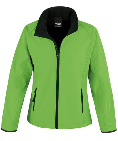 Womens Core printable softshell jacket | vivid green/black
