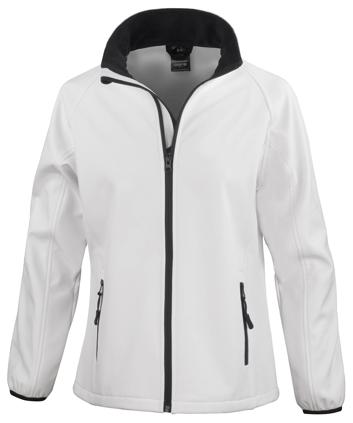 Womens Core printable softshell jacket | white/black