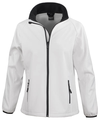 Womens Core printable softshell jacket | white/black