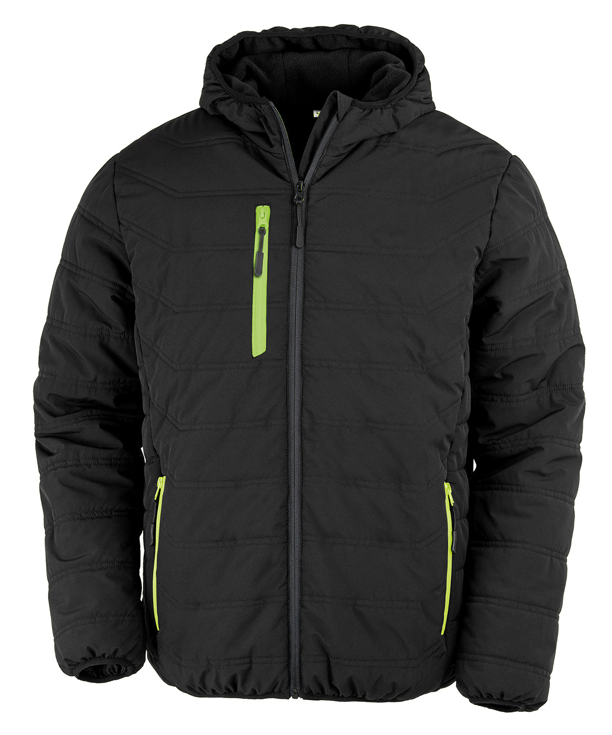 Recycled compass padded winter jacket | black/lime