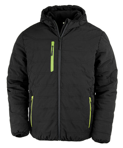 Recycled compass padded winter jacket | black/lime