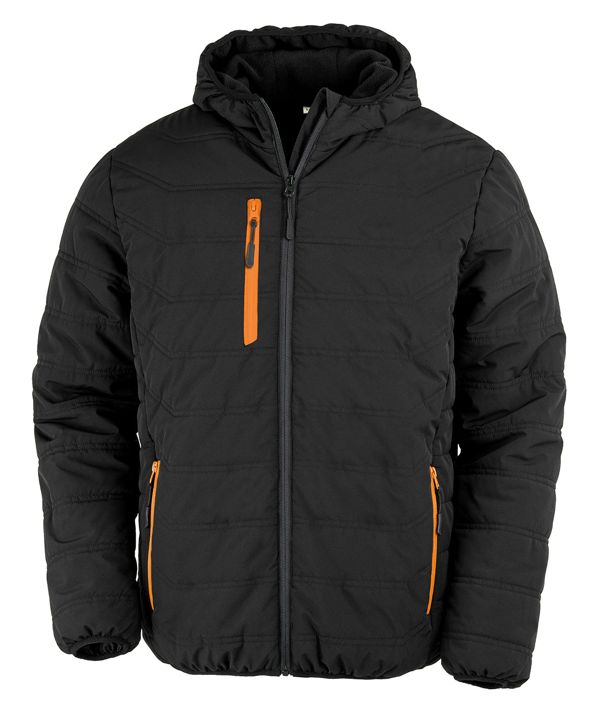 Recycled compass padded winter jacket | black/orange