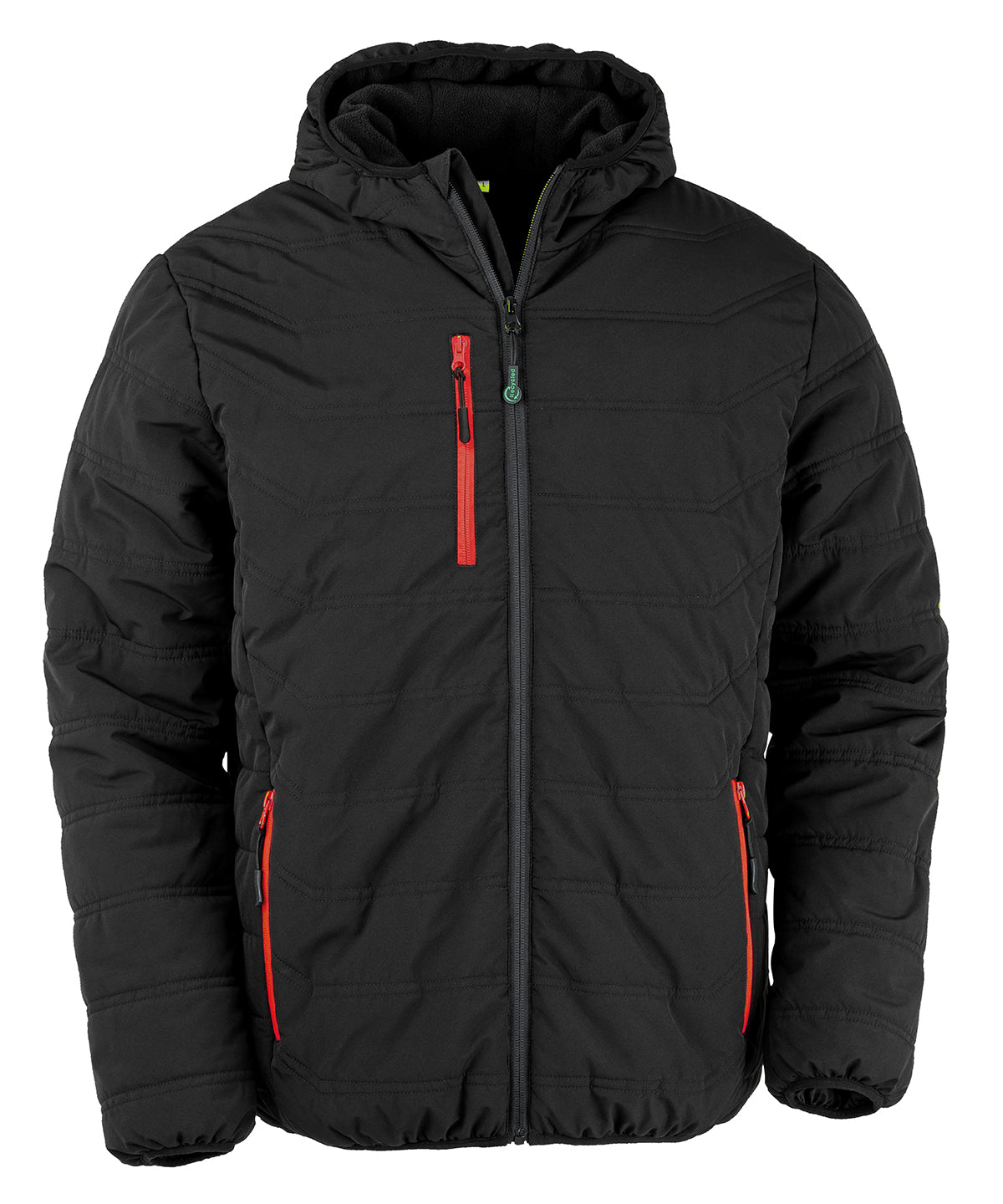 Recycled compass padded winter jacket | black/red