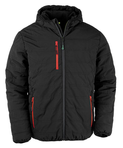 Recycled compass padded winter jacket | black/red