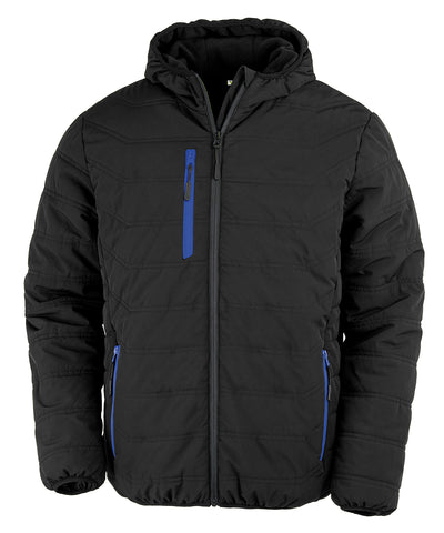 Recycled compass padded winter jacket | black/royal