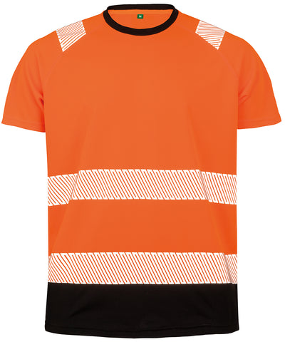 Recycled safety t-shirt | fluorescent orange/black