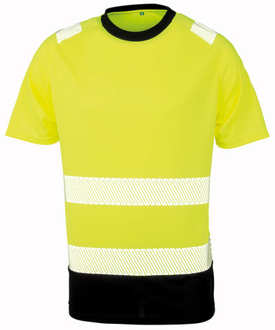 Recycled safety t-shirt | fluorescent yellow/black