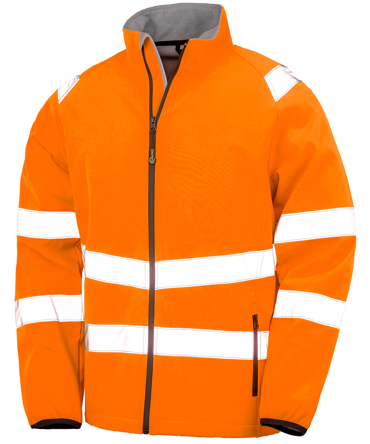Recycled 2-layer printable safety softshell | fluorescent orange
