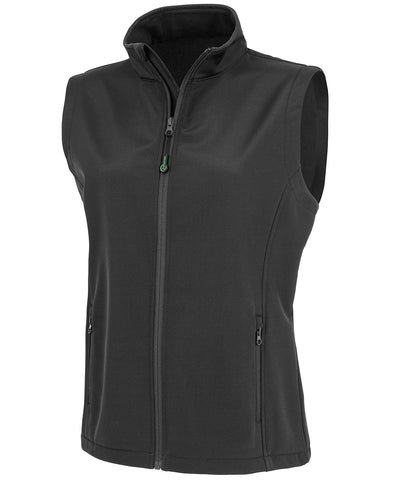 Womens recycled 2-layer printable softshell bodywarmer | black