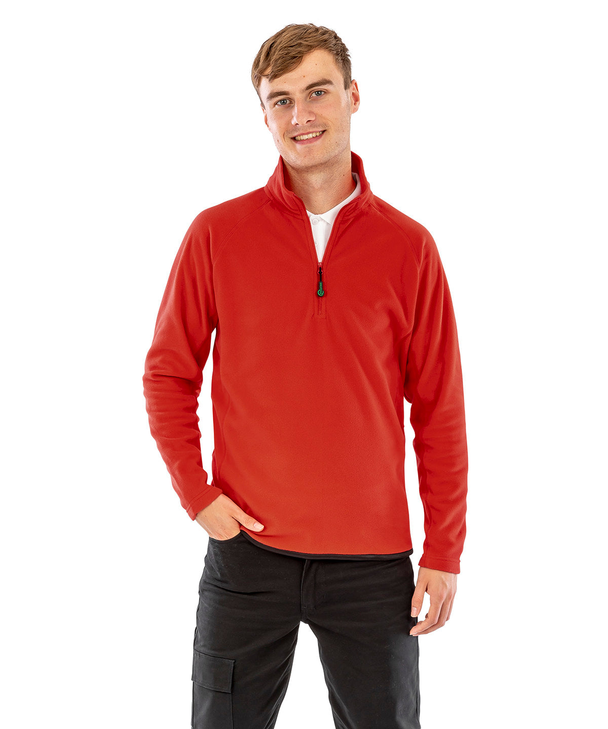 Recycled microfleece top | red