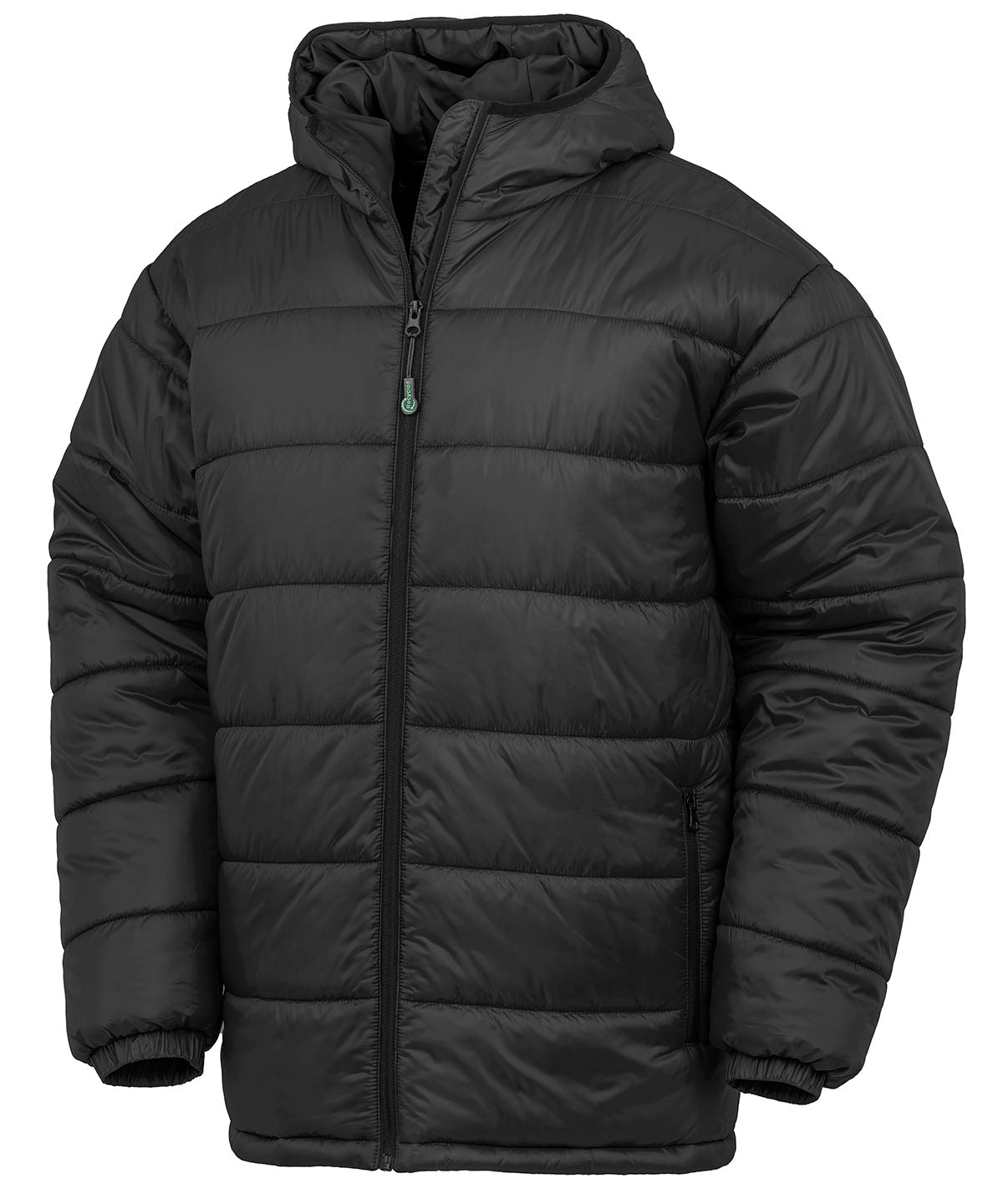 Recycled hooded padded parka | black