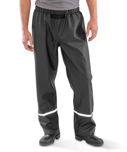 Prism PU waterproof trousers with reflective bands and recycled backing | black