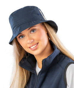 Deluxe washed cotton bucket hat with side mesh panels | navy
