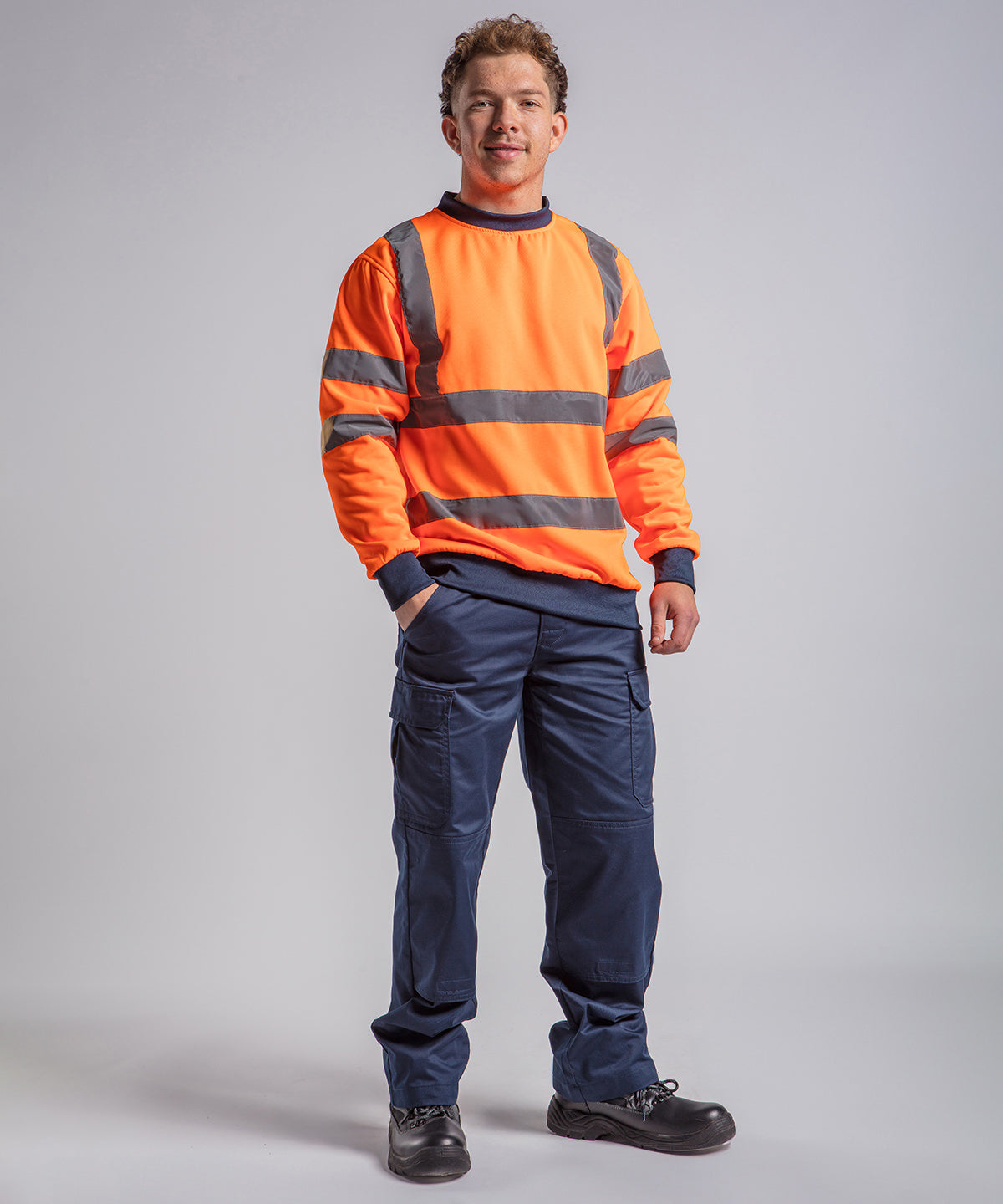 High visibility sweatshirt | hv orange/navy