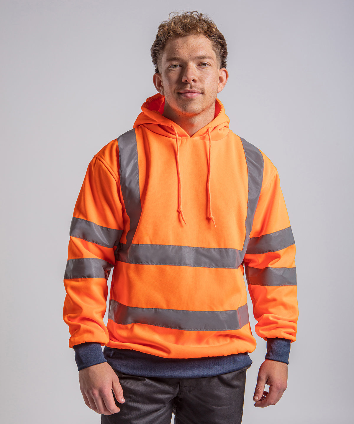 High visibility hoodie | hv orange/navy