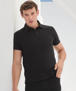 Short sleeve stretch polo | black