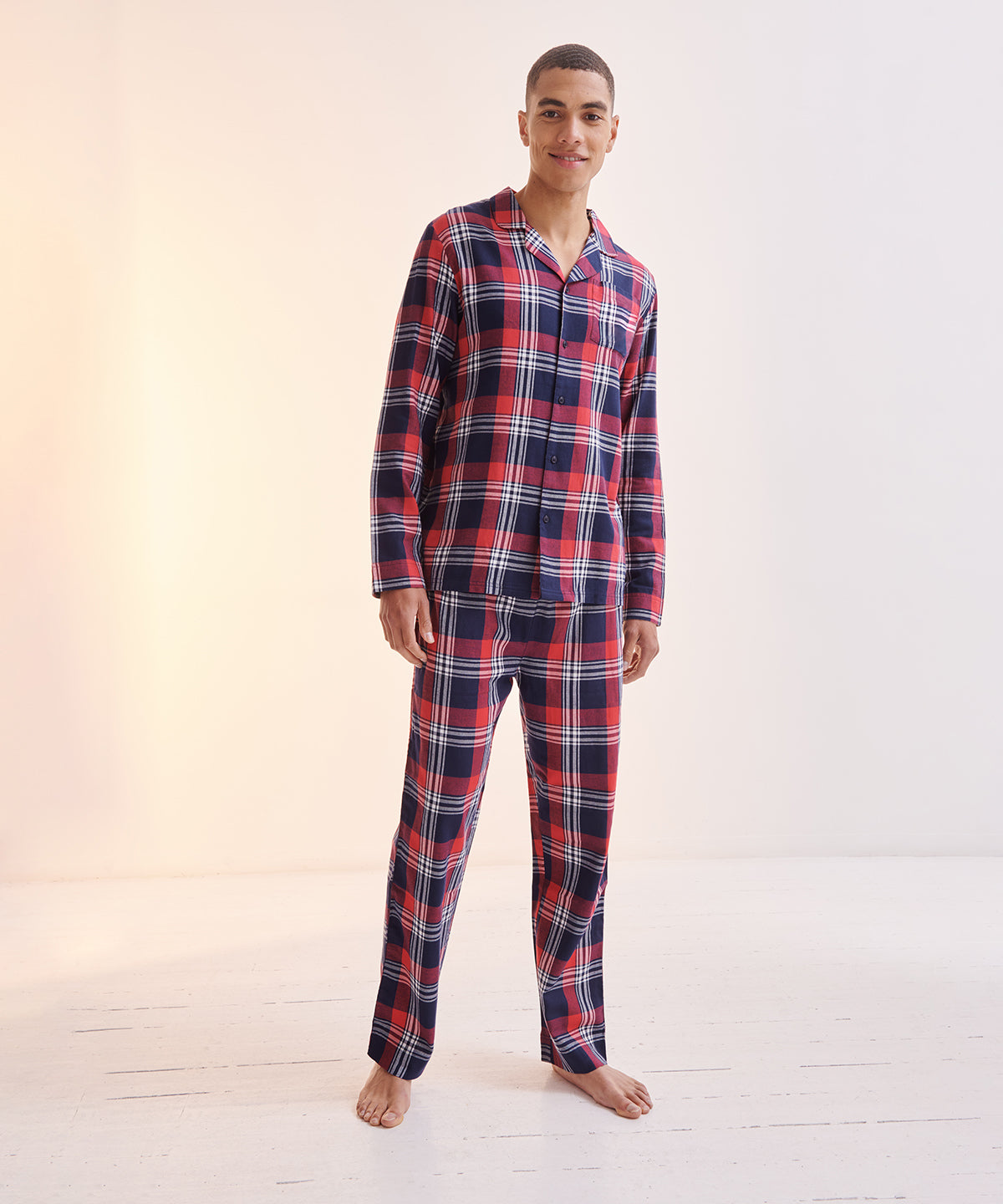 Mens tartan lounge Set | red/navy check