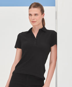 Womens short sleeve stretch polo | black