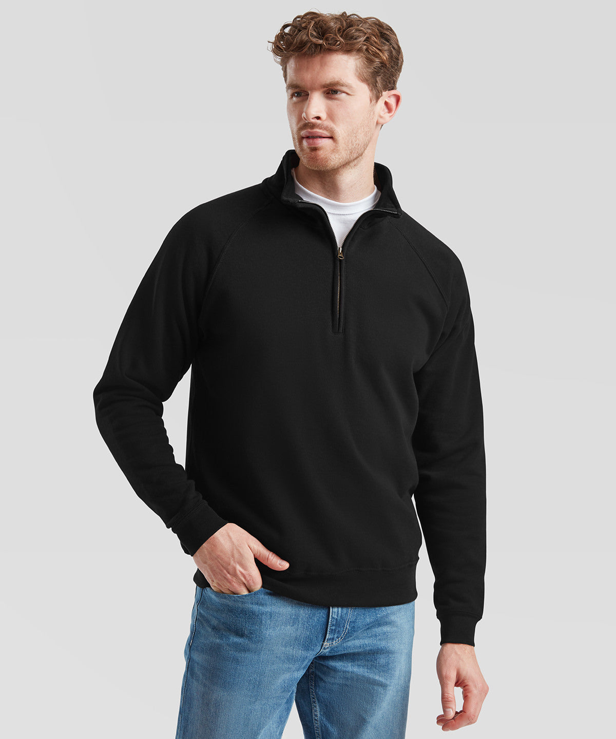 Classic 80/20 zip neck sweatshirt | black