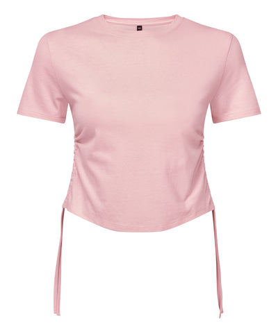Womens TriDri® ruched crop top | light pink